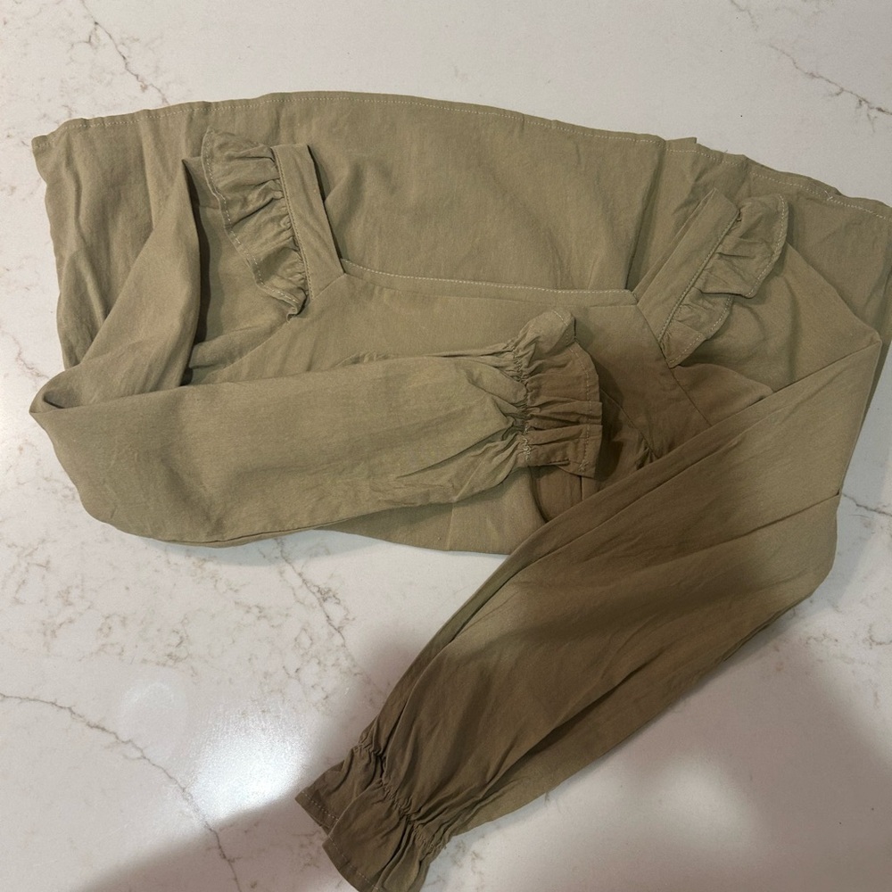 Girls Green Ruffle Selves Top - Picture 3 of 3